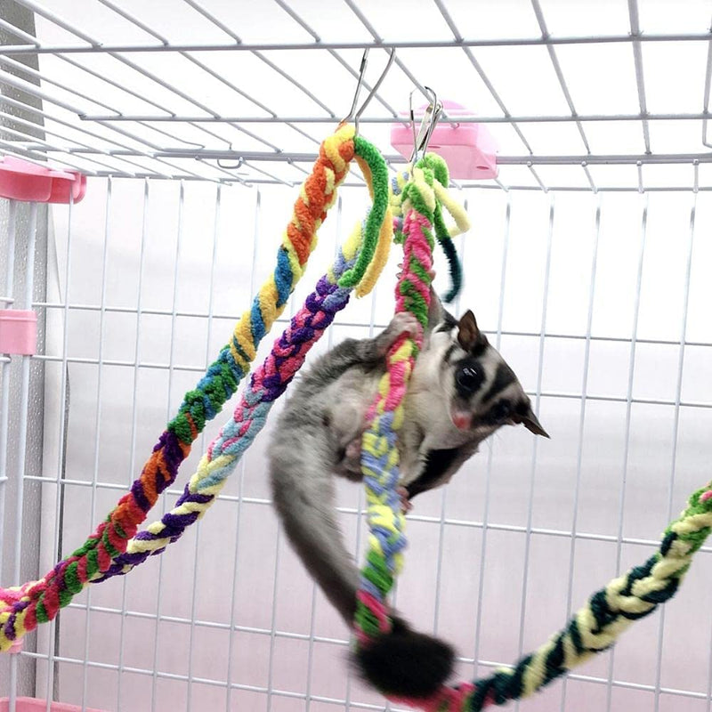 1/4 Pcs Bird Rope Perch Swing Toy Colorful Hamster Climbing Rope Toys Hanging Perch Hanging Toy for Pet Cage Accessories(1Pc)