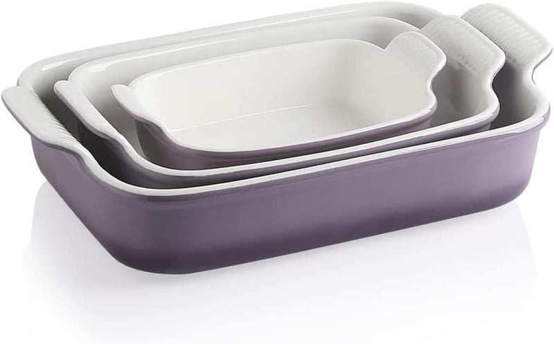SWEEJAR Porcelain Bakeware Set for Cooking, Ceramic Rectangular Baking Dish Lasagna Pans for Casserole Dish, Cake Dinner, Kitchen, Banquet and Daily Use, 13 X 9.8 Inch(Red) Home & Garden > Kitchen & Dining > Cookware & Bakeware SWEEJAR Gradient Purple  
