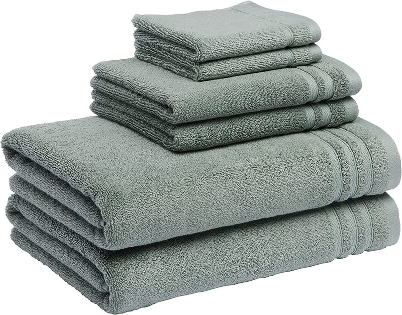 Cotton Bath Towels, Made with 30% Recycled Cotton Content - 2-Pack, White Home & Garden > Linens & Bedding > Towels KOL DEALS Green 6-Piece Set 