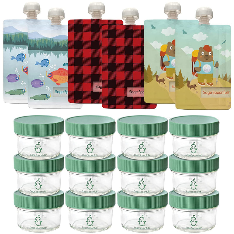 Sage Spoonfuls Glass Baby Food Storage Jars - 4-Pack of 8 Ounce Reusable Glass Food Storage Containers with Lids - Leakproof & Airtight - Dishwasher Safe - Microwave & Freezer Friendly - Bpa-Free Home & Garden > Decor > Decorative Jars Sage Spoonfuls 12-Pack 4 Ounce Jars/6-Pack Squeezies  