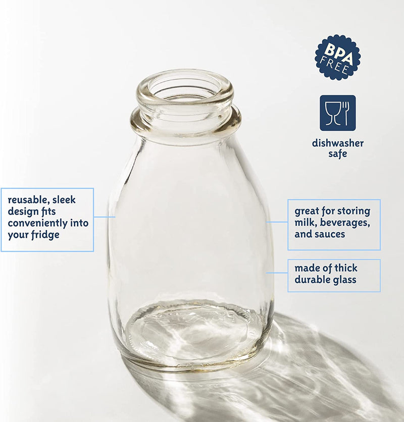 Kitchentoolz 16 Oz Glass Milk and Creamer Bottle with Caps - Perfect Milk Container for Refrigerator Storage - 16 Ounce Short and Wide Glass Milk Bottle with Tamper Proof Lid and Pour Spout - Pack of 1 Home & Garden > Decor > Decorative Jars kitchentoolz   
