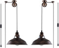 Plug in Pendant Light Industrial Pulley Pendant Lamp E26 Vintage Hanging Light Fixture with 16.4Ft Cord On/Off Switch for Pool Table,Houseplant Grow Lights,Kitchen Island,Sink 2 Pack Black Home & Garden > Lighting > Lighting Fixtures Lovefindahome Bronze  