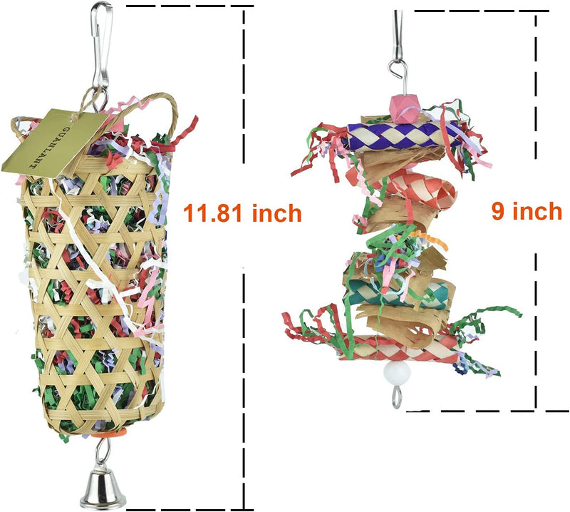 GUANLANT 4 Pack Shredder Bird Toys, Foraging Feeder Toys Treat Basket for Parrots, Conure Shredding Chewing Paper Toys, Hanging Cage Climbing Foot Toys with Bell for Parakeets Cockatiel African Grey Animals & Pet Supplies > Pet Supplies > Bird Supplies > Bird Toys GUANLANT   