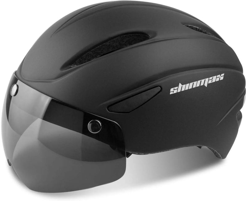 Shinmax Bike Helmet, Bicycle Helmet Men Women with Detachable Magnetic Goggles & Portable Bag Adjustable for Adult Road/Biking/Mountain Cycling Helmet Bc-001 Sporting Goods > Outdoor Recreation > Cycling > Cycling Apparel & Accessories > Bicycle Helmets Shinmax Black  