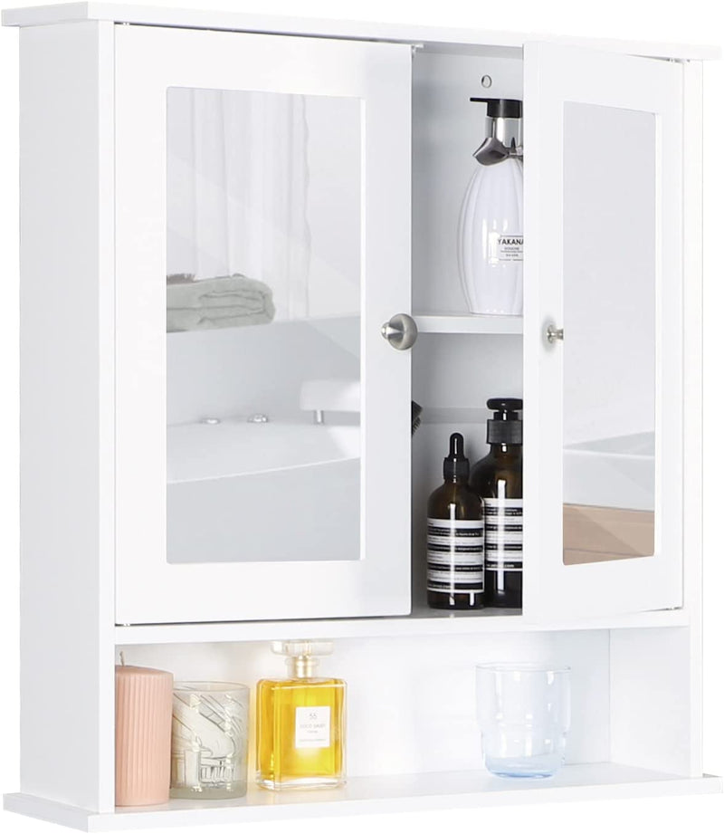 MAISON ARTS Bathroom Medicine Cabinet with Mirror and Adjustable Shelf, Medicine Cabinets Bathroom Cabinet Wall Mounted for Kitchen, Living Room and Laundry Room, Grey Home & Garden > Household Supplies > Storage & Organization MAISON ARTS White 2 door & 2 mirror 