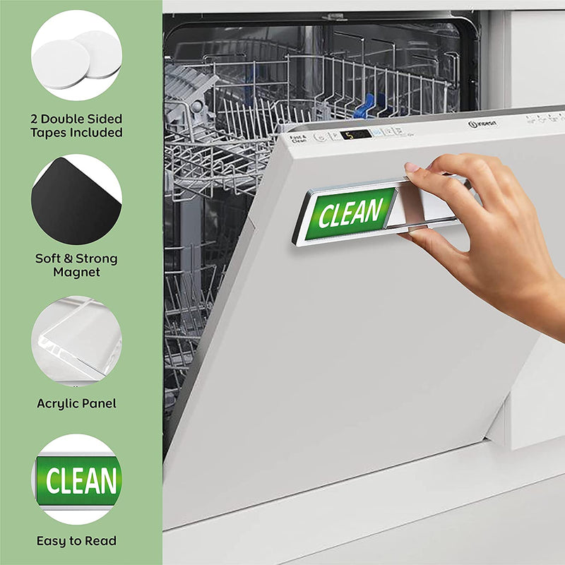 Dishwasher Magnet Clean Dirty Sign Indicator, Trendy Universal Kitchen Dish Washer Refrigerator Magnet, Super Strong Magnet with Stickers for Kitchen Organization and Storage (Green & Red) Home & Garden > Household Supplies > Storage & Organization iClevr   