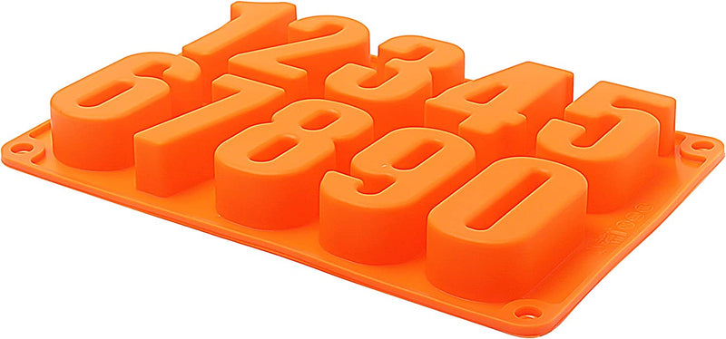 Large Silicone Number Mold 0 - 9 Chocolate Cake Biscuit Jewelry Gummy Baking Pan Soft and Easy to Release Crayon Handmade Soap Mold Ice Tray Mold Home & Garden > Kitchen & Dining > Cookware & Bakeware Tellshun   