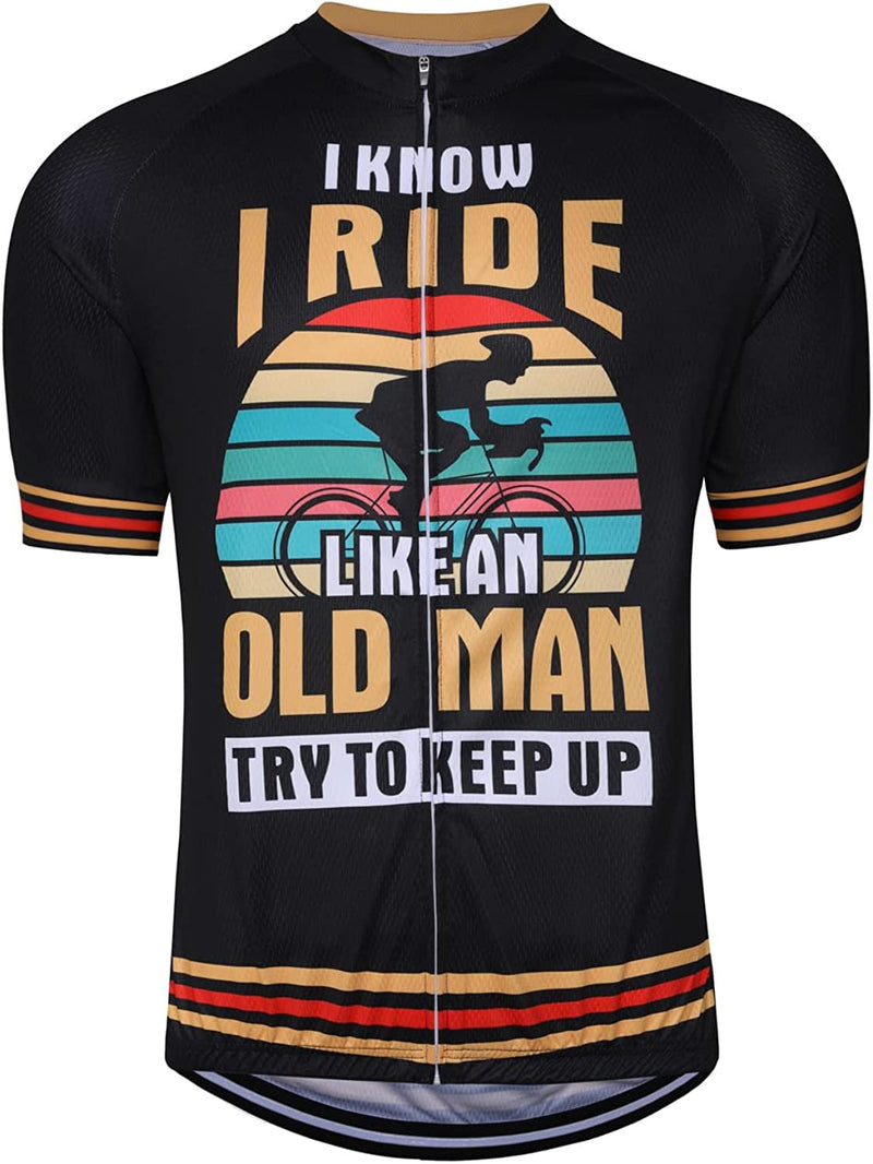 Tewmeu Cycling Jersey Mens Bike Shirt Short Sleeve Breathable Old Man Cycling Jersey Sporting Goods > Outdoor Recreation > Cycling > Cycling Apparel & Accessories Tewmeu Retro X-Large 