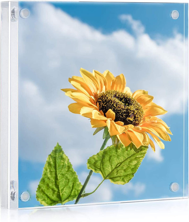 ONE WALL Acrylic Picture Frames 5X5 Inches, Clear Double Sided Magnetic Photo Block Frame, Frameless Self Standing for Tabletop Desktop Display Home & Garden > Decor > Picture Frames ONE WALL 1 5x5 inch 