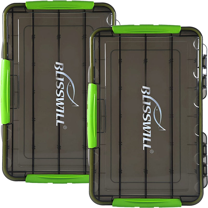 BLISSWILL Fishing Tackle Storage Trays,Fishing Tackle Box,Storage Organizer Box,3600/3700 Tackle Trays with Removable Dividers,Tea-Colored Transparent Waterproof Fishing Tackle Storage Sporting Goods > Outdoor Recreation > Fishing > Fishing Tackle BLISSWILL G: green-2 packs 3700(14x8.7x2.2inch)  