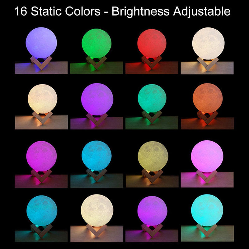 DTOETKD Moon Lamp, 16 Colors 3D Printed Moon Lights Kids Night Light with Stand, Time Setting, Remote & Touch Control, USB Rechargeable, Birthday Gifts for Boys Girls Friends Lover