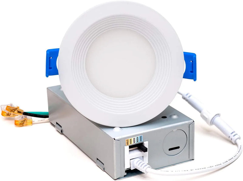 Mw 3 Inch Canless 5 Selectable Color Temperature Baffle round LED Ultra-Slim Downlight with Junction Box, 2700/3000/3500/4000/5000K, Dimmable, 500LM, Energy Star