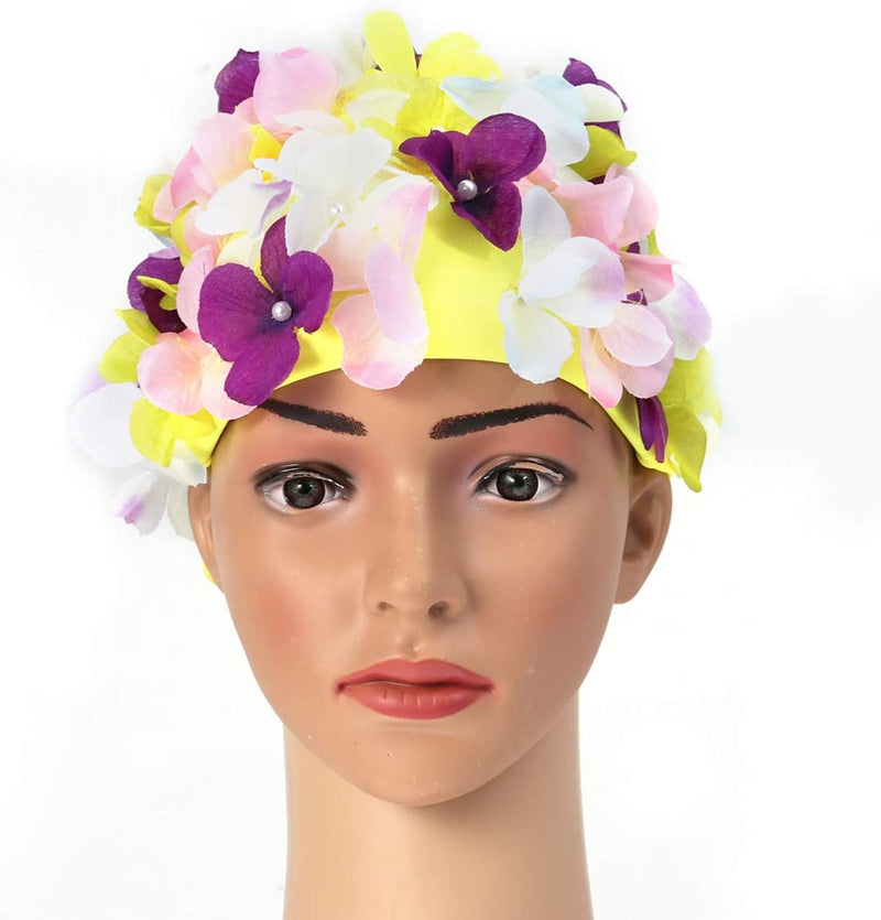 FAVOMOTO Swim Cap Flower for Women Floral Caps Swim Turban Waterproof Swim Cap for Long Hair Petal Stylish Swimming Hat Bathing Caps Ear Hair Protection Easy to Put on and off Size Sporting Goods > Outdoor Recreation > Boating & Water Sports > Swimming > Swim Caps FAVOMOTO   