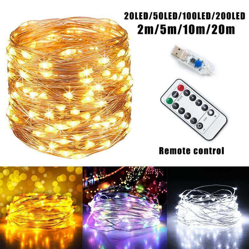 LED String Lights USB Charge Fairy Lights 2M/5M/10M/20M 20 to 200 LED Lights with Remote for Valentine'S Day Easter Wedding Xmas Party Decor