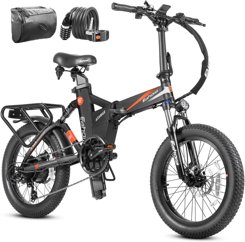 Eahora Azarias 32MPH 750W Adult Electric Bicycles 48V 18AH Electric Bike Dual Suspension Fat Tire Folding Electric Bike, Mechanical Brakes, Shimano 7-Speed Gear, Cruise Control Sporting Goods > Outdoor Recreation > Cycling > Bicycles Shenzhen Lezhongtian Trading Co., Ltd. Mid-step Black-  