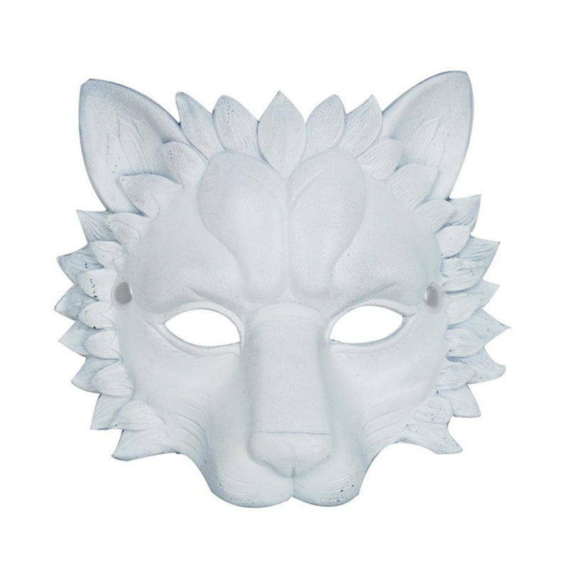 Halloween Party Masquerade Mask Halloween Decoration Props, Adult Child Role-Playing Animal Mask, PU Lion Mask Apparel & Accessories > Costumes & Accessories > Masks EFINNY White  