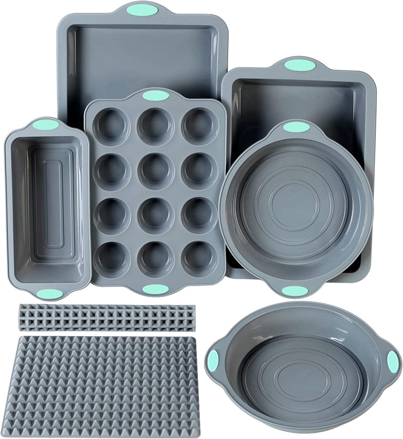 To Encounter 31 Pieces Silicone Baking Pans Set, Nonstick Bakeware Sets, BPA Free Silicone Molds with Metal Reinforced Frame More Strength, Light Grey Home & Garden > Kitchen & Dining > Cookware & Bakeware To encounter Light Grey 8 Pieces 