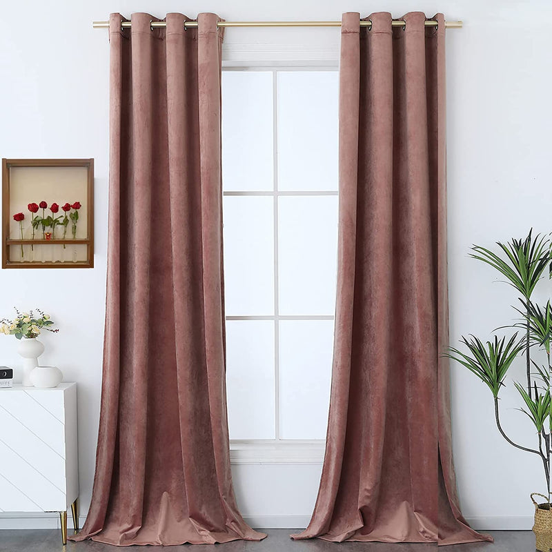 Timeper Burgundy Red Velvet Curtains for Theater - Home Décor Red Blackout Curtains Grommet Thermal Insulated Short Drapes for Studio / Master Bedroom, W52 X L63, 2 Panels Home & Garden > Decor > Window Treatments > Curtains & Drapes Timeper Wild Rose W52 x L90 