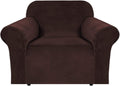 Stretch Velvet Sofa Covers for 3 Cushion Couch Covers Sofa Slipcovers Furniture Protector Soft with Non Slip Elastic Bottom, Crafted from Thick Comfy Rich Velour (Sofa 72"-90", Chocolate) Home & Garden > Decor > Chair & Sofa Cushions H.VERSAILTEX Chocolate Armchair 