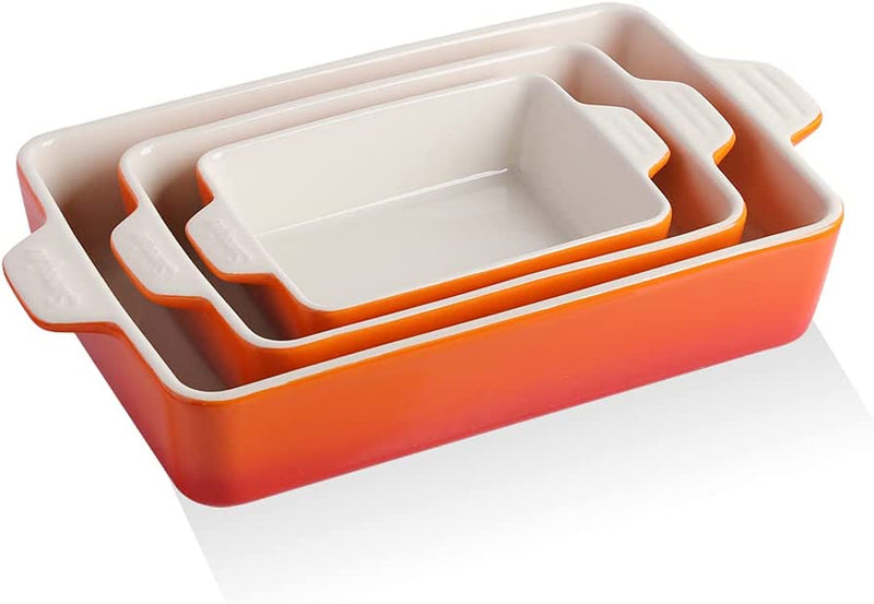 SWEEJAR Ceramic Bakeware Set, Rectangular Baking Dish Lasagna Pans for Cooking, Kitchen, Cake Dinner, Banquet and Daily Use, 11.8 X 7.8 X 2.75 Inches of Casserole Dishes (Navy) Home & Garden > Kitchen & Dining > Cookware & Bakeware SWEEJAR Gradient Orange  