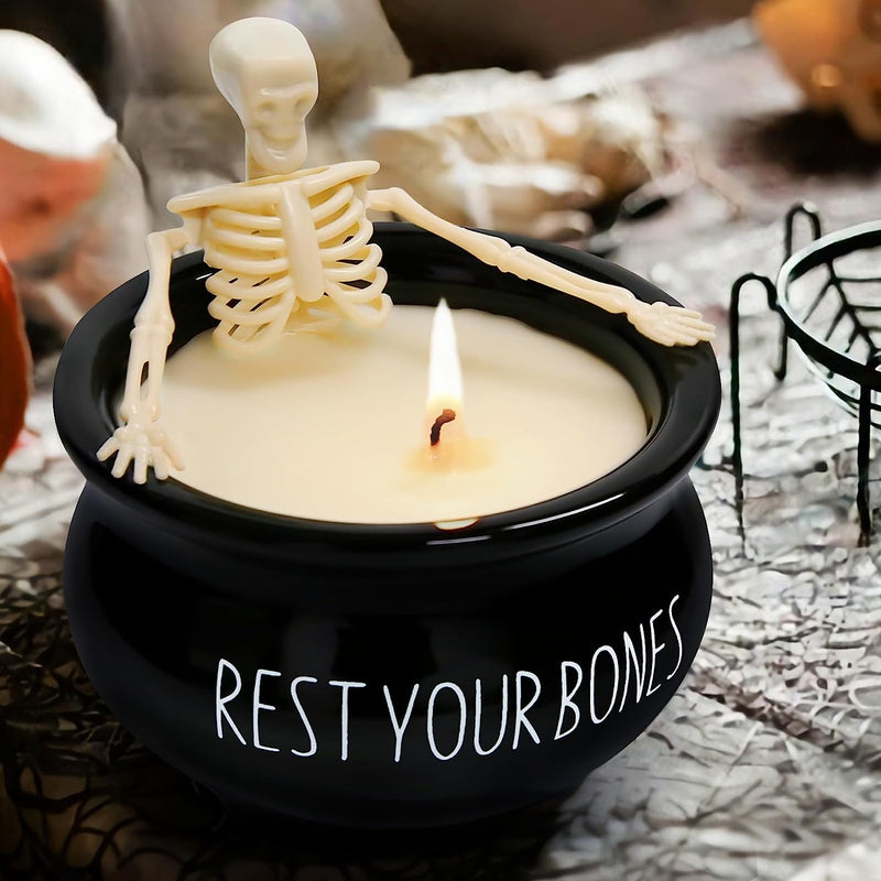 Halloween Decorations - Halloween Decor - Halloween Skeleton Candles - Vintage Farmhouse Gothic Decoration for Home Indoor Room Tables - Gag White Elephant Birthday Gifts for Adults Women  ShenZhen MaoDun MaoYi YouXianGongSi   