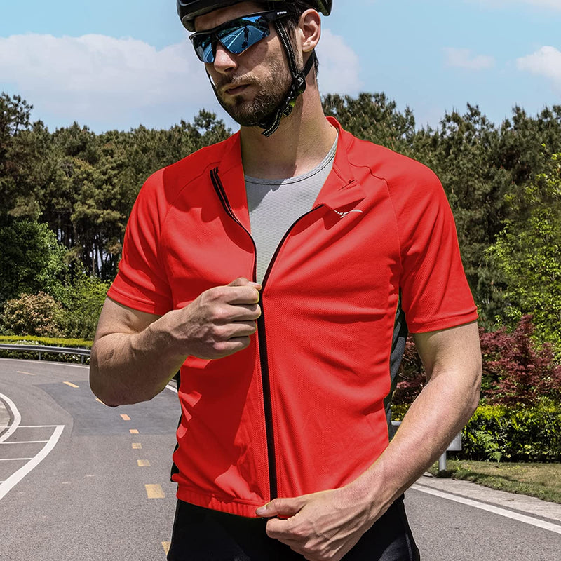 Qualidyne Men'S Cycling Bike Jersey Short Sleeve Full Zipper Bicycle Biking Shirts with 3 Rear Pockets Sporting Goods > Outdoor Recreation > Cycling > Cycling Apparel & Accessories qualidyne   