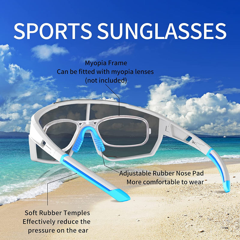 HAAYOT Cycling Glasses Polarized Baseball Sunglasses for Men Women 1 or 5 Lenses Sport Sunglasses for Fishing Driving Running Sporting Goods > Outdoor Recreation > Cycling > Cycling Apparel & Accessories HAAYOT   