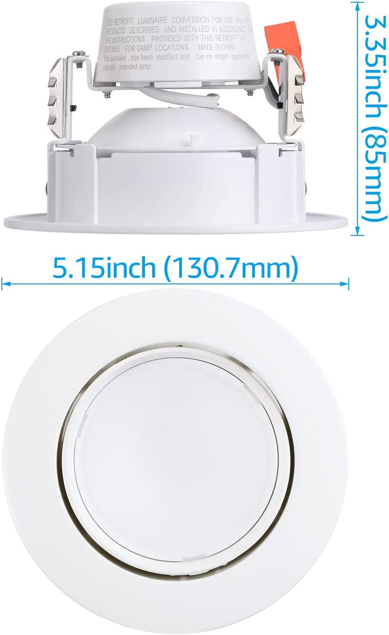 TORCHSTAR 4 Inch LED Gimbal Recessed Light Dimmable, CRI90+, 10W Adjustable Recessed Downlight for Sloped & Vaulted Ceiling, UL & Energy Star Listed, 3000K Warm White, Pack of 4 Home & Garden > Lighting > Flood & Spot Lights TORCHSTAR   