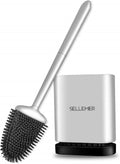 Sellemer Toilet Brush and Holder 2 Pack for Bathroom, Flexible Toilet Bowl Brush Head with Silicone Bristles, Compact Size for Storage and Organization, Ventilation Slots Base (White) Home & Garden > Household Supplies > Storage & Organization Sellemer Silver 1 PACK 