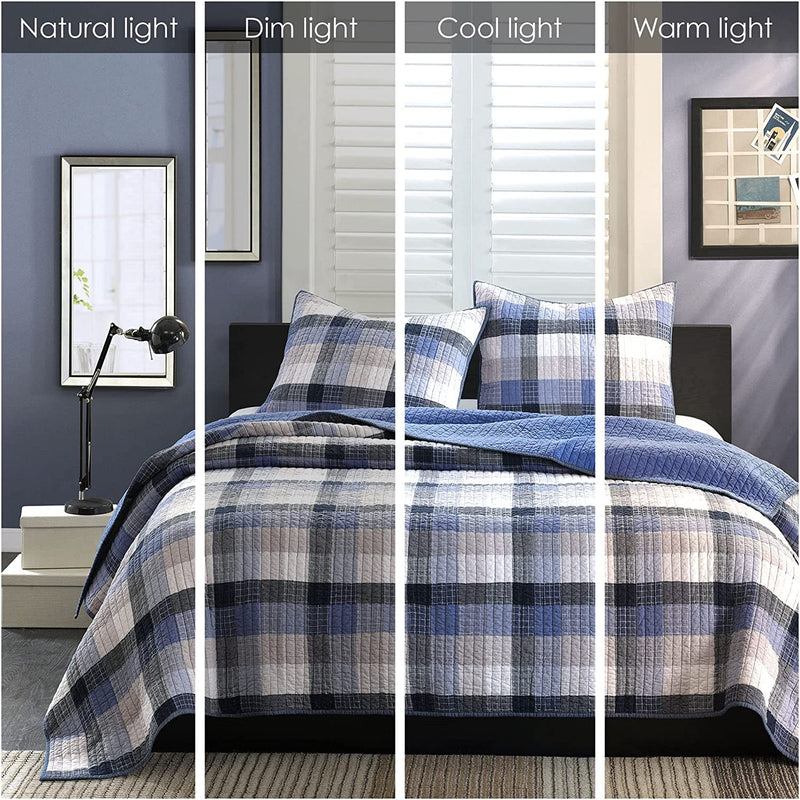 Ink+Ivy Maddox Twin Size Teen Boys Quilt Bedding Set - Navy, Black , Plaid – 2 Piece Boys Bedding Quilt Coverlets – 100% Cotton Yarn and Cotton Percale Bed Quilts Quilted Coverlet Home & Garden > Linens & Bedding > Bedding INK+IVY   