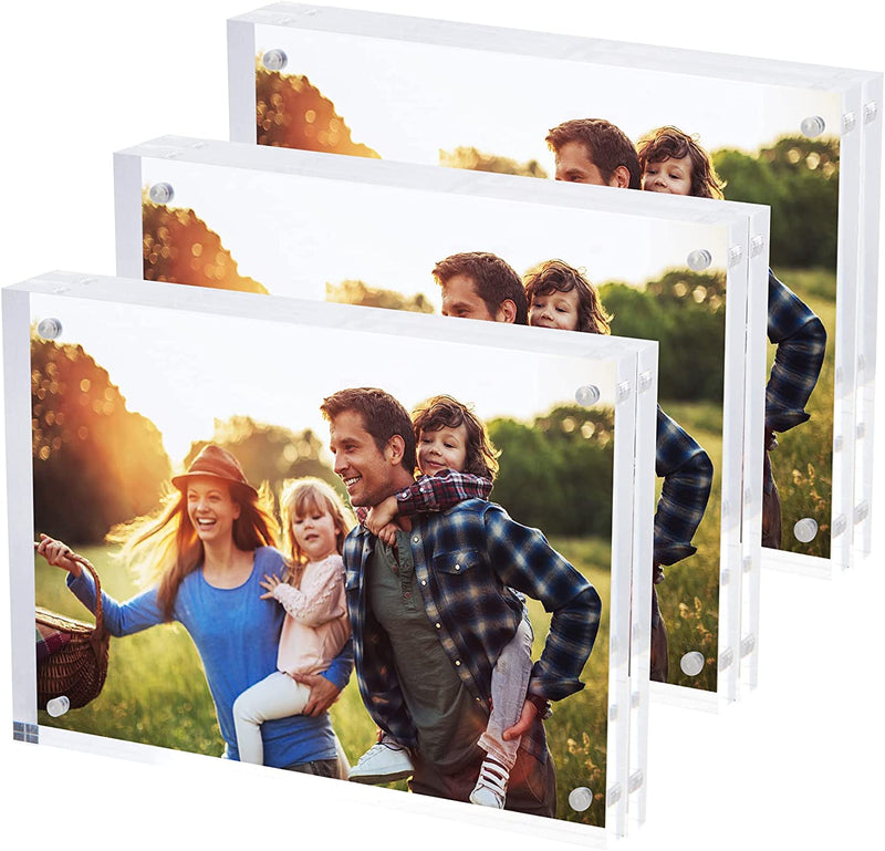 Simbalux Magnetic Acrylic Picture Photo Frame 4X6 Inches (3 Pack), Clear Glass Like, Double Sided Frameless Desktop Floating Display, Free Standing, Easy to Change Home & Garden > Decor > Picture Frames SimbaLux 5" x 7" 3-Pack  