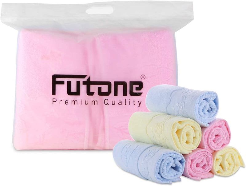 Futone Cotton Hand Towels Set,Face Towels Bath Towel Washcloths Gym Towels for Bathroom Men Women, 100% Cotton, 13" X 29" (6 PCS - Pink Yellow Blue) Home & Garden > Linens & Bedding > Towels Futone   