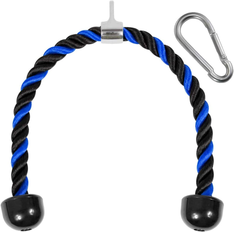 Yes4All Deluxe Tricep Rope Cable Attachment, 27 & 36 Inch with 4 Colors, Exercise Machine Attachments Pulley System Gym Pull down Rope with Carabiner Sporting Goods > Outdoor Recreation > Fishing > Fishing Rods Yes4All H. 36 inch - Blue Black  