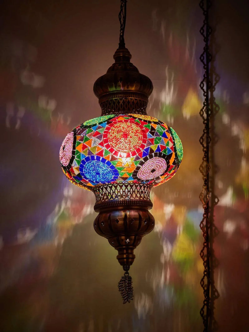 (8 Colors) DEMMEX - Wall Plugin XL Light - Turkish Moroccan Mosaic PLUGIN Ceiling Hanging Tiffany Pendant Light Fixture Lamp with 15'Feet Chain & Cord & US Plug - NO HARDWIRING (Lilac Fun) Home & Garden > Lighting > Lighting Fixtures DEMMEX Topmix  