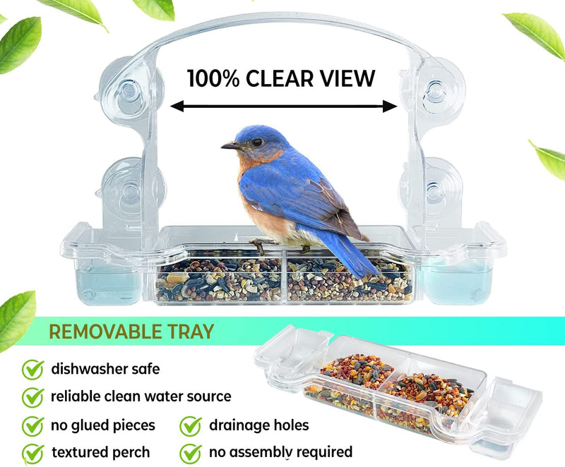 Clearview Deluxe Window Bird Feeder – Unobstructed View with Water, Modern Design with Birds’ Health in Mind, 4 Strong Suction Cups, Dishwasher-Safe Animals & Pet Supplies > Pet Supplies > Bird Supplies > Bird Cage Accessories > Bird Cage Food & Water Dishes CDW Innovations   