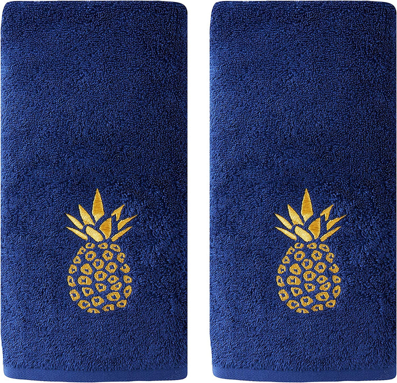 SKL Home by Saturday Knight Ltd. Gilded Pineapple Bath Towel, White Home & Garden > Linens & Bedding > Towels SKL Home Hand Towel Set, Navy  