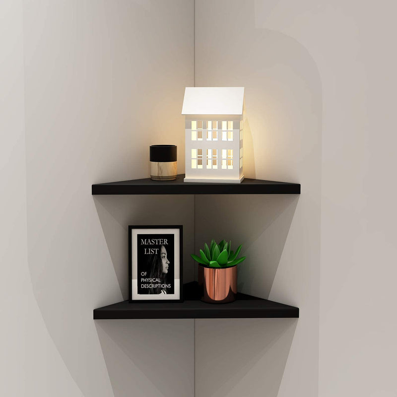 Evron Corner Mounting Shelf,Easy to Install Wall Corner Shelf,Set of 2 (Black Frosting Pattern Right-Angled) Furniture > Shelving > Wall Shelves & Ledges Evron   