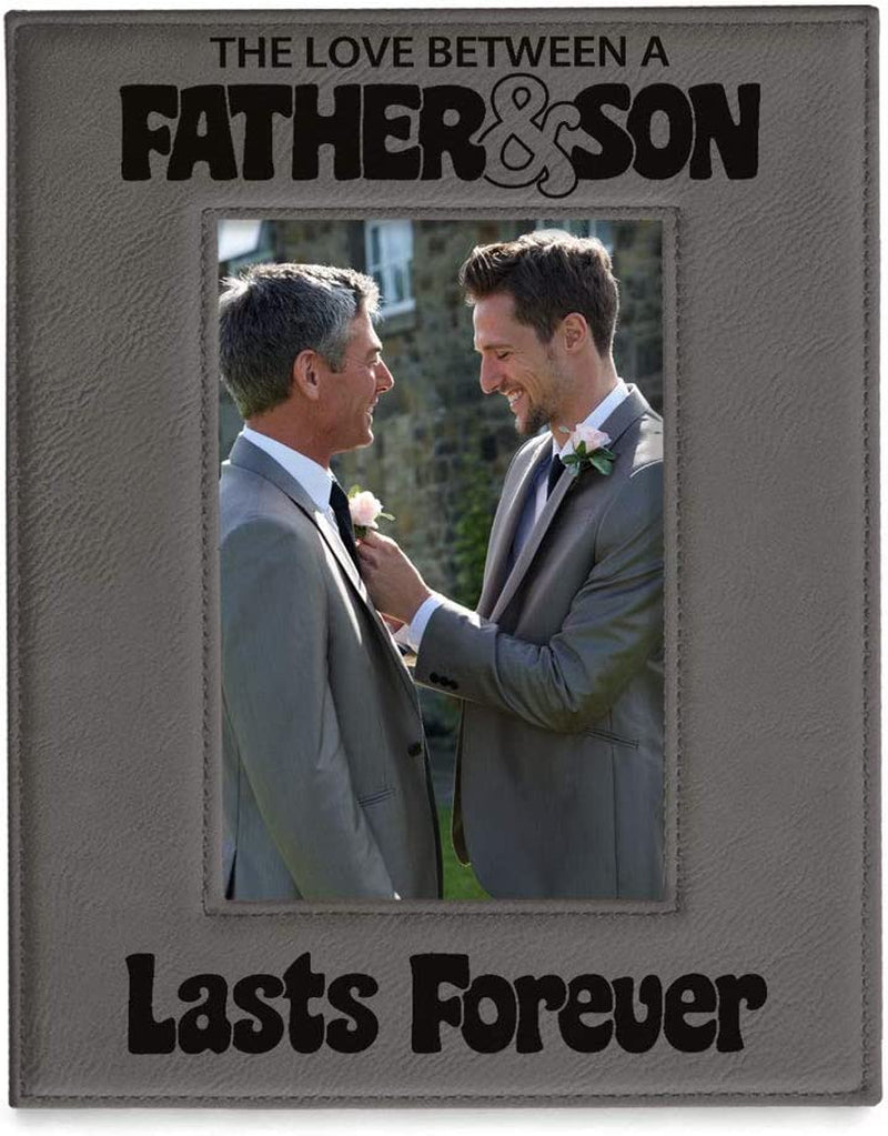 KATE POSH the Love between a Father & Son Is Forever Engraved Leather Picture Frame, Father of the Groom, Best Dad Ever, First Father'S Day, Daddy & Me Gifts (4" X 6" Vertical) Home & Garden > Decor > Picture Frames KATE POSH 5" x 7" Vertical  