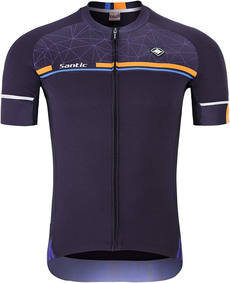 Santic Men'S Cycling Jersey Shorts Sleeve Tops Pro Road Bike Bicycle Shirt Full Zip MTB Clothing with Pockets Sporting Goods > Outdoor Recreation > Cycling > Cycling Apparel & Accessories SANTIC(QUANZHOU) SPORTS CO.,LTD. Navy-2162 Small 