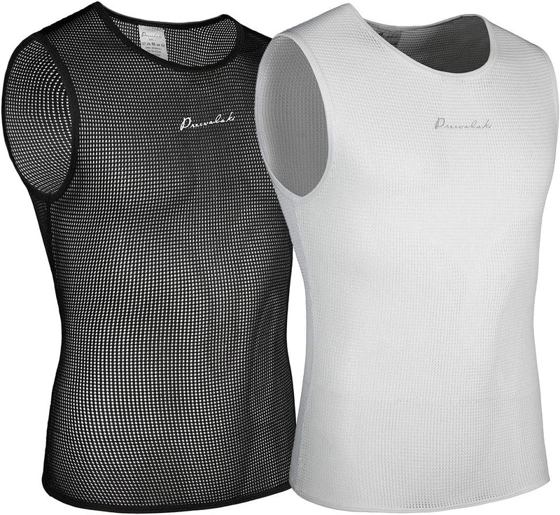 Przewalski Men’S Sleeveless Cycling Undershirt Quick Dry Bike Base Layer Vests Breathable Tops Bicycle Clothing Sporting Goods > Outdoor Recreation > Cycling > Cycling Apparel & Accessories Przewalski Baselayer(2 Packs: White&black) Medium 