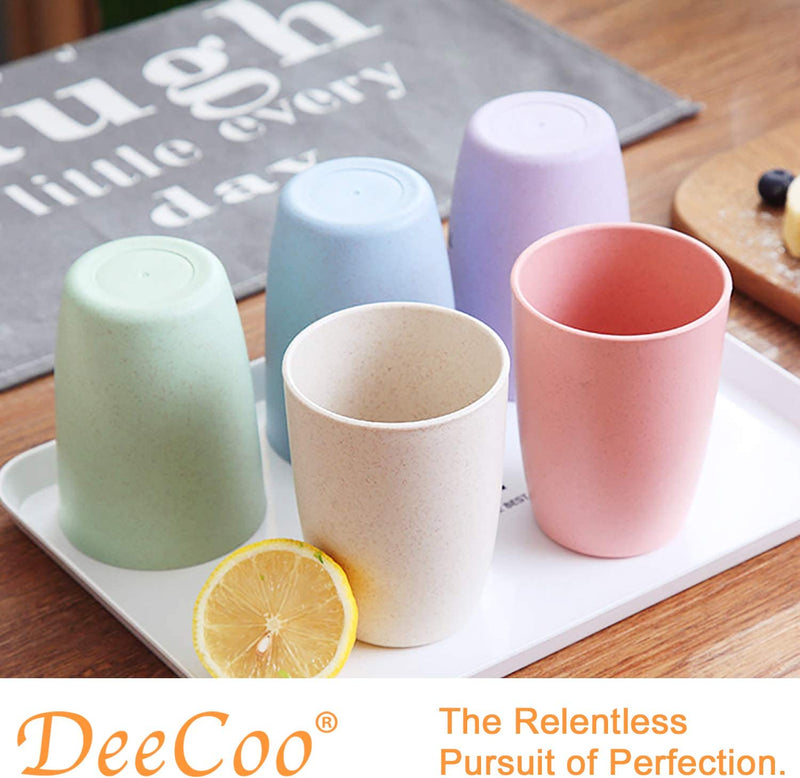 Eco-Friendly Unbreakable Reusable Drinking Cup (12 OZ), Wheat Straw Stackable，Biodegradable Healthy Tumbler Set 15, Reusable Bathroom Drinking Cup，Dishwasher Safe Home & Garden > Kitchen & Dining > Tableware > Drinkware DeeCoo   