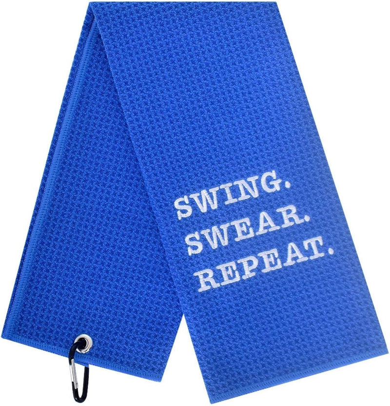 Funny Golf Towel, Oh My God Look at Her Putt - Golf Gifts for Men Women, Golf Accessories for Women, Embroidered Golf Towels for Golf Bags with Clip, Black Sporting Goods > Outdoor Recreation > Winter Sports & Activities botogift Blue- Swing Swear Repeat  
