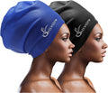 Extra Large Swim Cap for Braids and Dreadlocks Women Men Silicone Swimming Cap for Long Thick Curly Weaves Afro Hair Extensions Sporting Goods > Outdoor Recreation > Boating & Water Sports > Swimming > Swim Caps Geltvilra Black, Blue  
