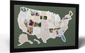 Thunder Bunny Labs 50 States USA Photo Map - Frame Optional - Made in America (Driftwood, Black Frame)