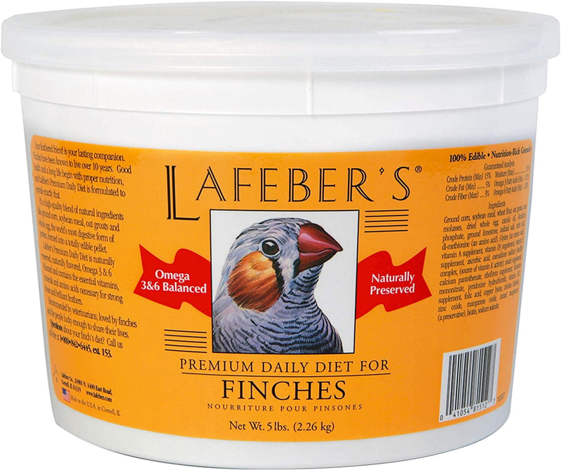 Lafeber Premium Daily Diet Pellets Pet Bird Food, Made with Non-Gmo and Human-Grade Ingredients, for Finches, 5 Lb