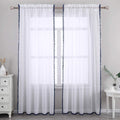 SPXTEX White Sheer Curtains 96 Inches Long Navy Pom Poms Curtains for Bedroom Light Filtering Long Semi Sheer Curtains for Living Room Farmhouse Window Treatment Curtains 2 Panels 38 X 96 Length Home & Garden > Decor > Window Treatments > Curtains & Drapes SPXTEX Navy W38 x L96 