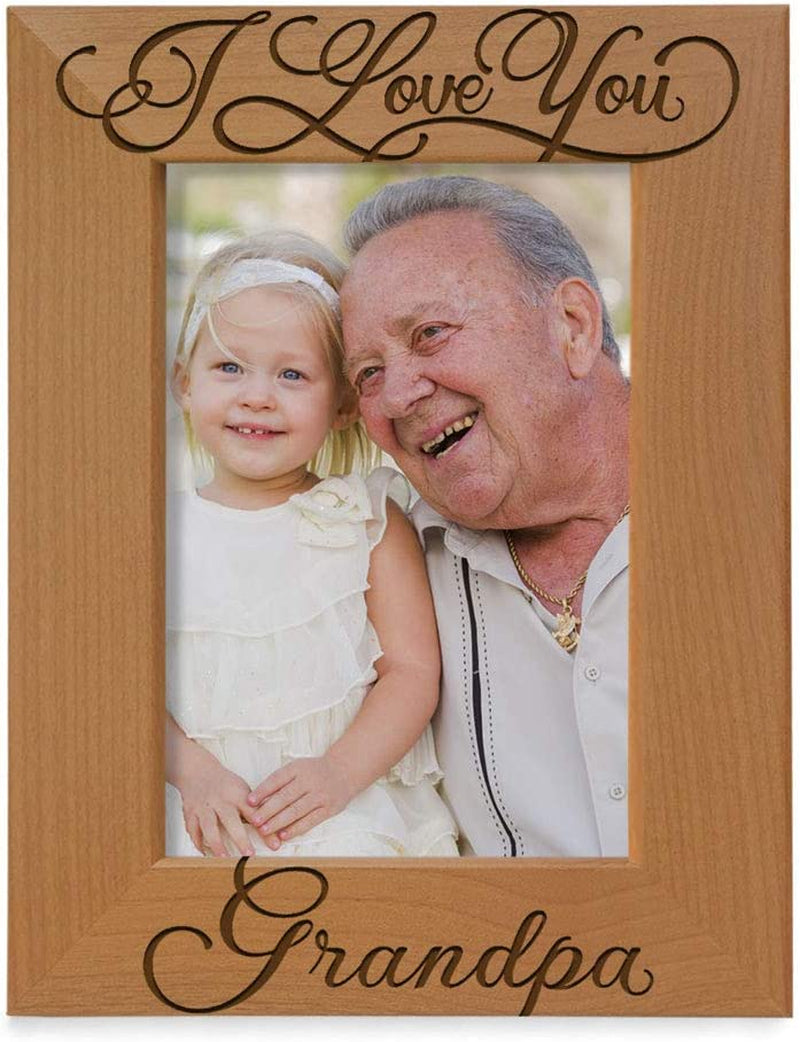 KATE POSH I Love You Grandpa, Grandparent'S Day, Best Grandpa Ever, Grandpa & Me, Engraved Natural Wood Picture Frame from Granddaughter, Grandson (5X7 Horizontal) Home & Garden > Decor > Picture Frames KATE POSH 4x6 Vertical  