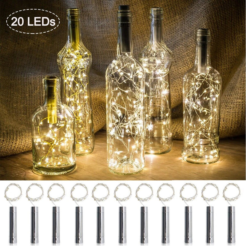 Dystyle 10Pack Wine Bottle Cork String Lights 20Leds Copper Wire Fairy Light for Chirstmas Party Wedding Valentine'S Day Home Decor Home & Garden > Lighting > Light Ropes & Strings DYstyle Blue  