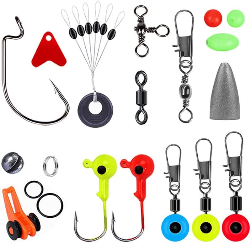 Cotocook 205Pcs Fishing Accessories Kit, Including Jig Hooks, Bullet Bass Casting Sinker Weights, Fishing Swivels Snaps, Sinker Slides, Fishing Set with Tackle Box Sporting Goods > Outdoor Recreation > Fishing > Fishing Tackle Cotocok   