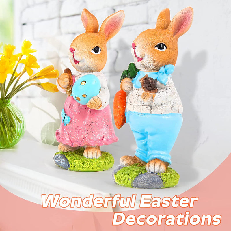 Easter Bunny Decorations for the Home Spring Easter Table Decor, Lovely Resin Rabbits Figurine Easter Crafts Decorations Spring Decorations for Gift Easter Party Office Home Indoor Decor (2Pcs) Home & Garden > Decor > Seasonal & Holiday Decorations RESAUL   